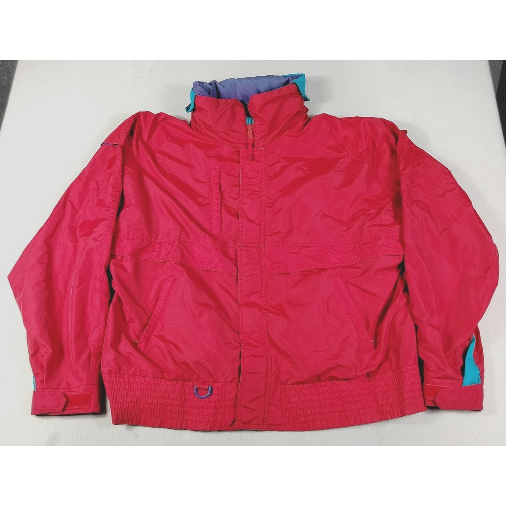 Vintage Gear For Sports Jacket Mens 2XL Red Nylon Hooded Ski Windbreaker 90s